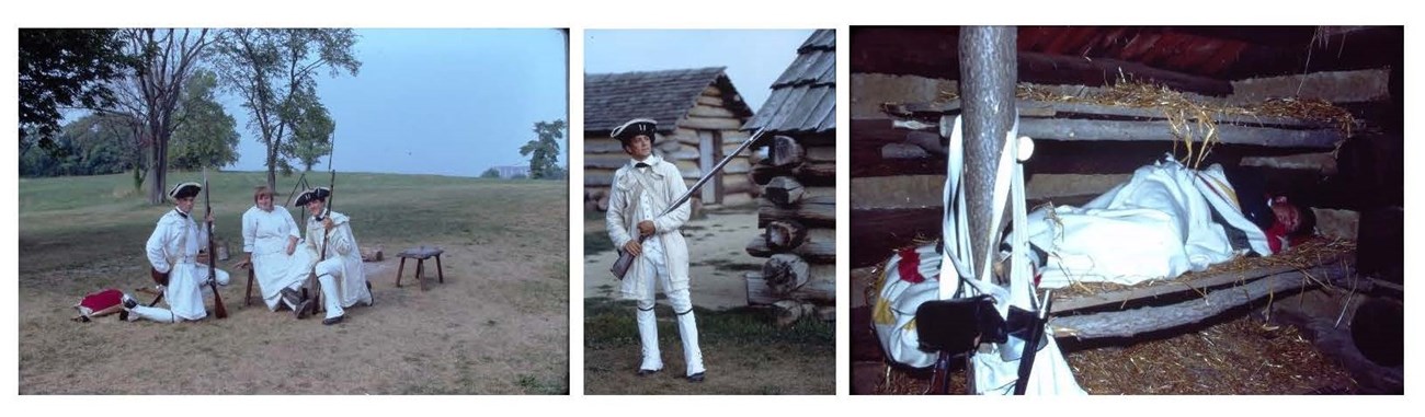 Park Rnagers dressed in historic photographed in varies places.