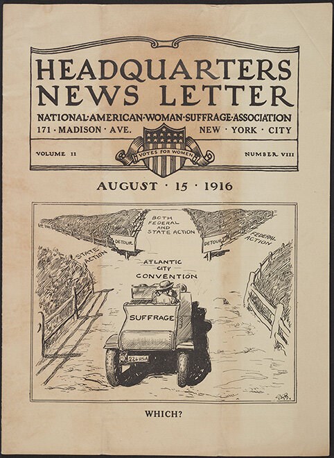 Cover of the NAWSA Headquarters Newsletter Aug 15 1916. LOC
