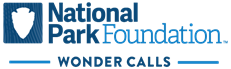 A blue logo that says National Park Foundation: Wonder Calls