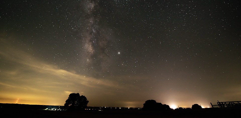 Night Sky at Lyndon B. Johnson ranch Sun Setting over the LBJ Ranch. The Milky Way starting to appear in a dark sky.