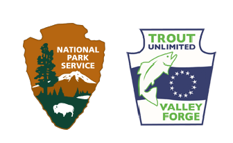 arrowhead logo of the national park service and crest of Valley Forge Trout Unlimited