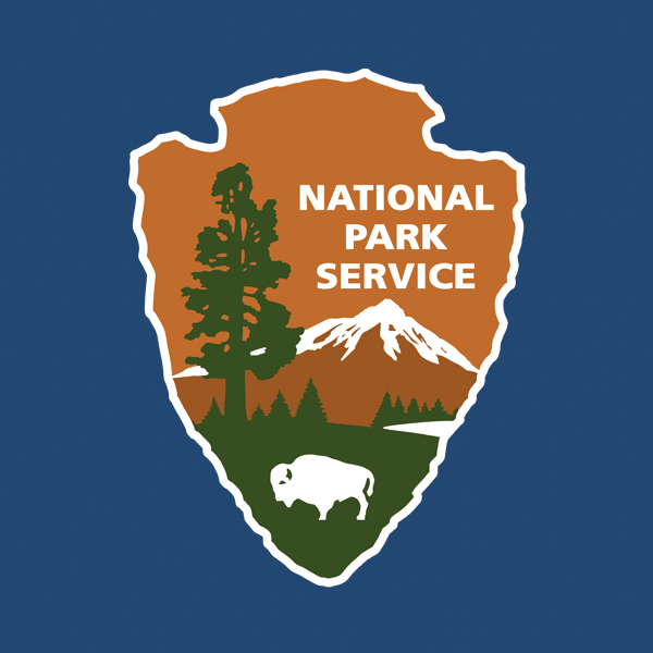 NPS arrowhead with blue background