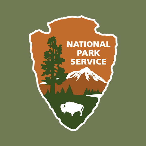 NPS arrowhead with green background