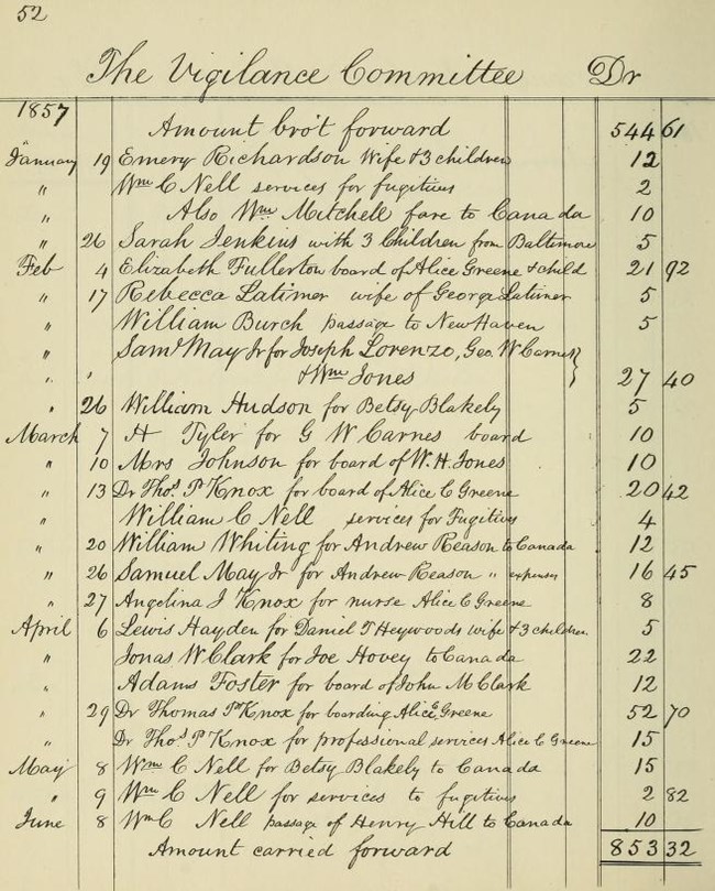 Vigilance Committee Records that include William Cooper Nell
