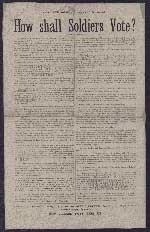 A faded newspaper page. At the top a headline is printed in bold, “How shall Soldiers Vote?”