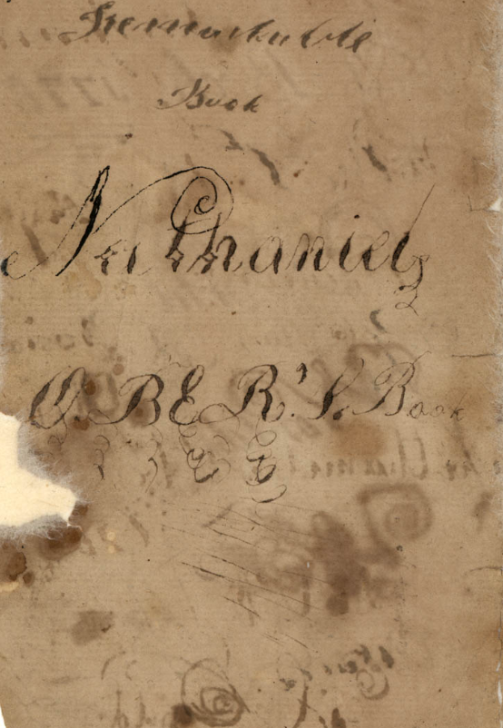 page from a diary with "Nathaniel Ober" on it and other indeterminate writing