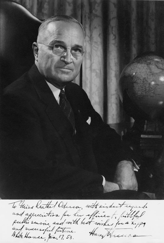 President Truman Portrait of President Truman, with inscription to Reathel Odum