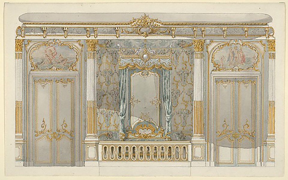 Rare Rare 1895 French Interior Wall Decor Designs, Large, Set of 3