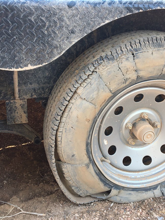 damaged car tire