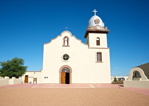 Ysleta Mission, one of the longest continually occupied religious buildings in the United States, is the spiritual center of the only Indian Pueblo in Texas. Photo © Jack Parsons