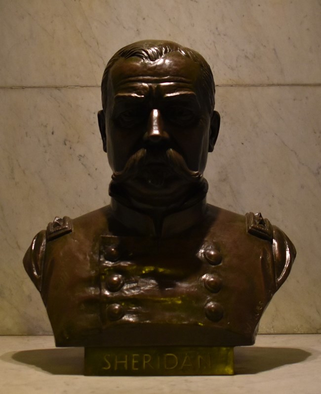 Bronze statue of a man's head