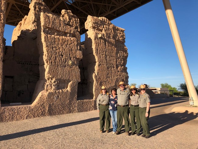 Alex with NPS staff at Casa Grande Ruins National Monument, Arizona