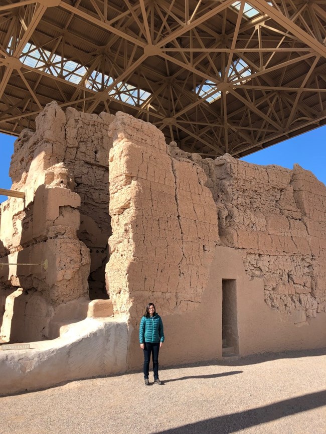 Alex standing in front of the Casa Grande or "Great House," a four-story adobe structure
