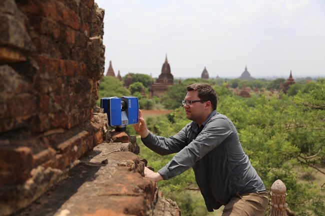 Laser scanning at Buddhist temples in Bagan, Myanmar. Laser scanning at Buddhist temples in Bagan, Myanmar.