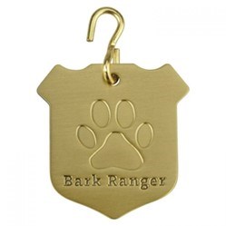 Bark Ranger Tag with words "Bark Ranger" and dog paw print
