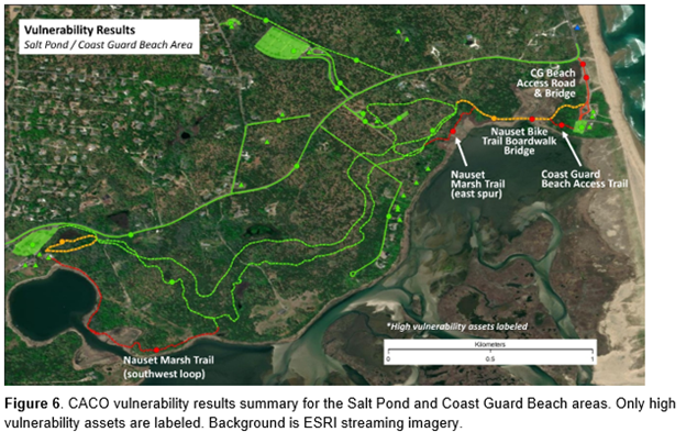 Coastal Hazards & Sea-Level Rise Asset Vulnerability Assessment for Cape Cod National Seashore Coastal hazards and sea-level rise asset vulnerability map for Salt Pond and Coast Guard Beach areas.