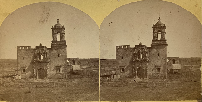 Exterior of Mission San José in 1873 Exterior of Mission San José in 1873