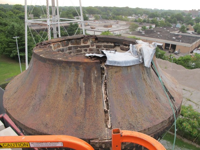 This is the smokestack with the yellow jacket nest.