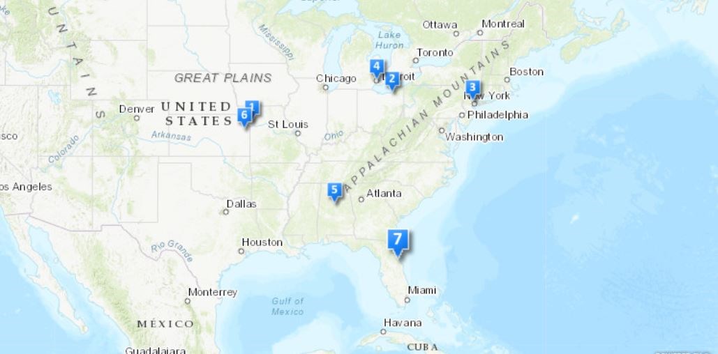 Map of Places of Black Baseball