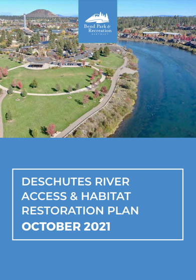 The cover page of the Deschutes River Access and Habitat Restoration Plan which was completed in 2021.