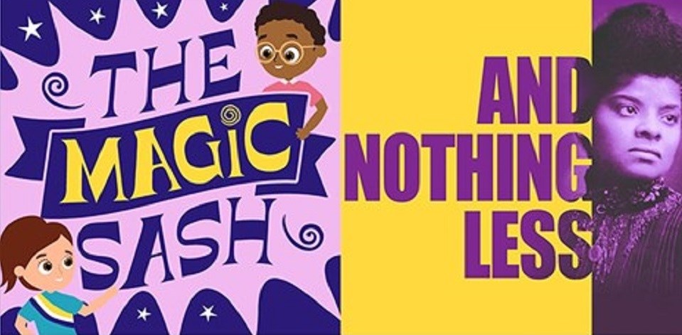 Podcast covers for "The Magic Sash" and "And Nothing Less"