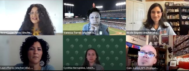 screenshot of zoom call with six people on camera