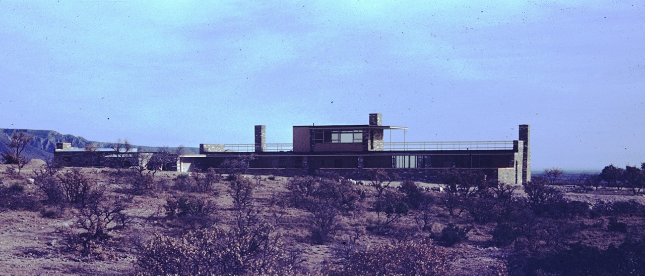 Ship on the Desert, 1940s A rectangular home on a desert landscape