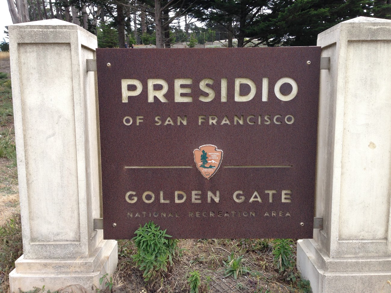 Welcome sign at Presidio.