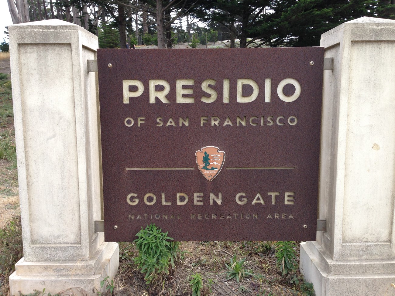 Welcome sign at Presidio. Welcome sign at Presidio.