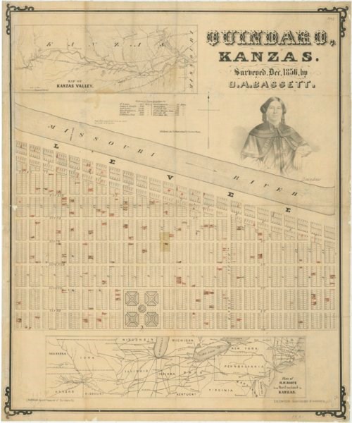 Quindaro, Kansas Map, 1856