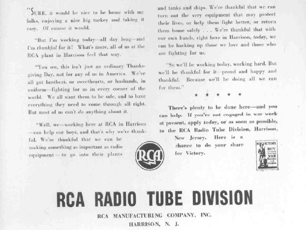 the text portion of a RCA advertisement