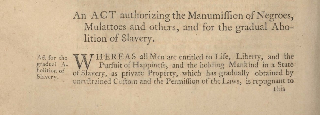 Copy of an Act by the RI legislature about manumission of slaves