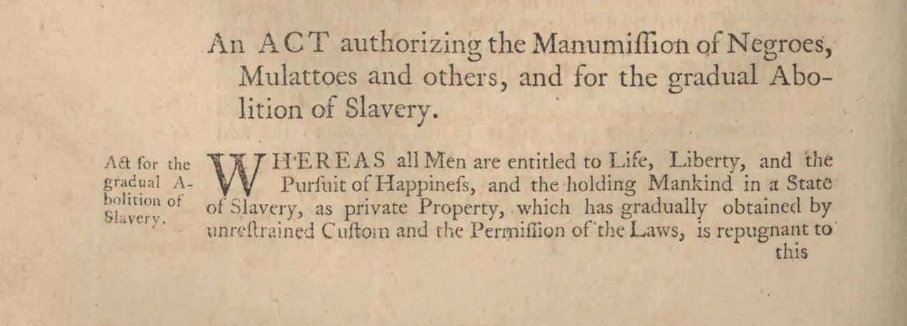 RILegislatureACt Copy of an Act by the RI legislature about manumission of slaves