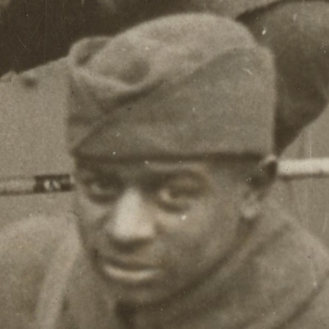 Ralph Hawkins African American Soldier wearing World War One uniform looking at the camera