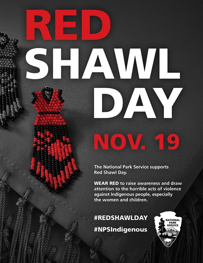 Poster for Red Shawl Day; detailed alt text is on the webpage