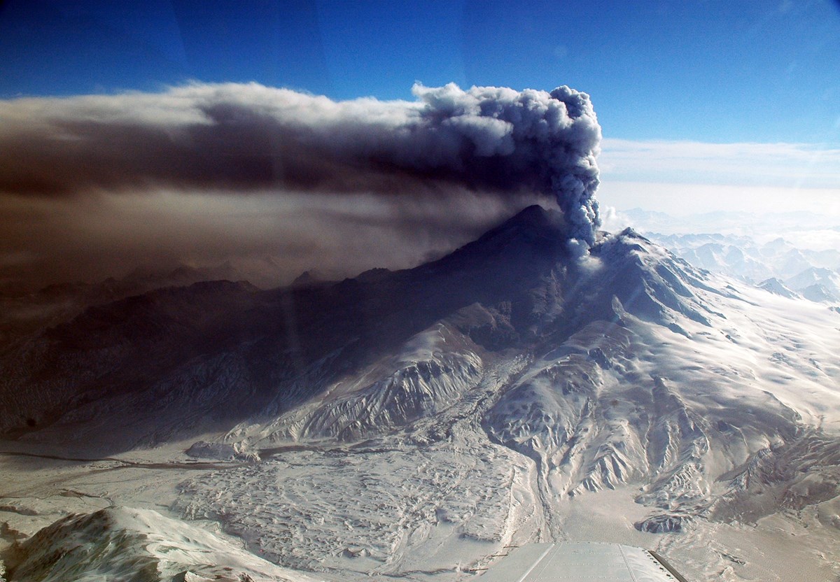 volcano with minor ash eruption
