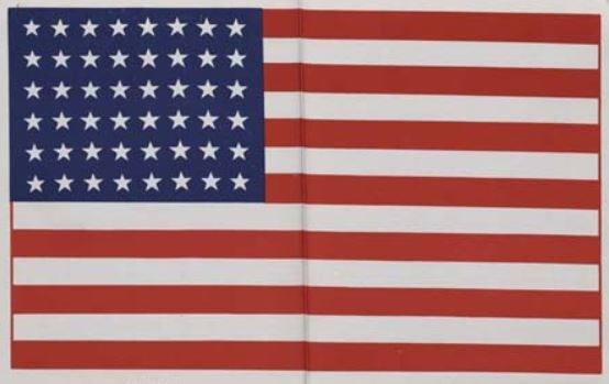 An American flag image from World War II showing 48 stars