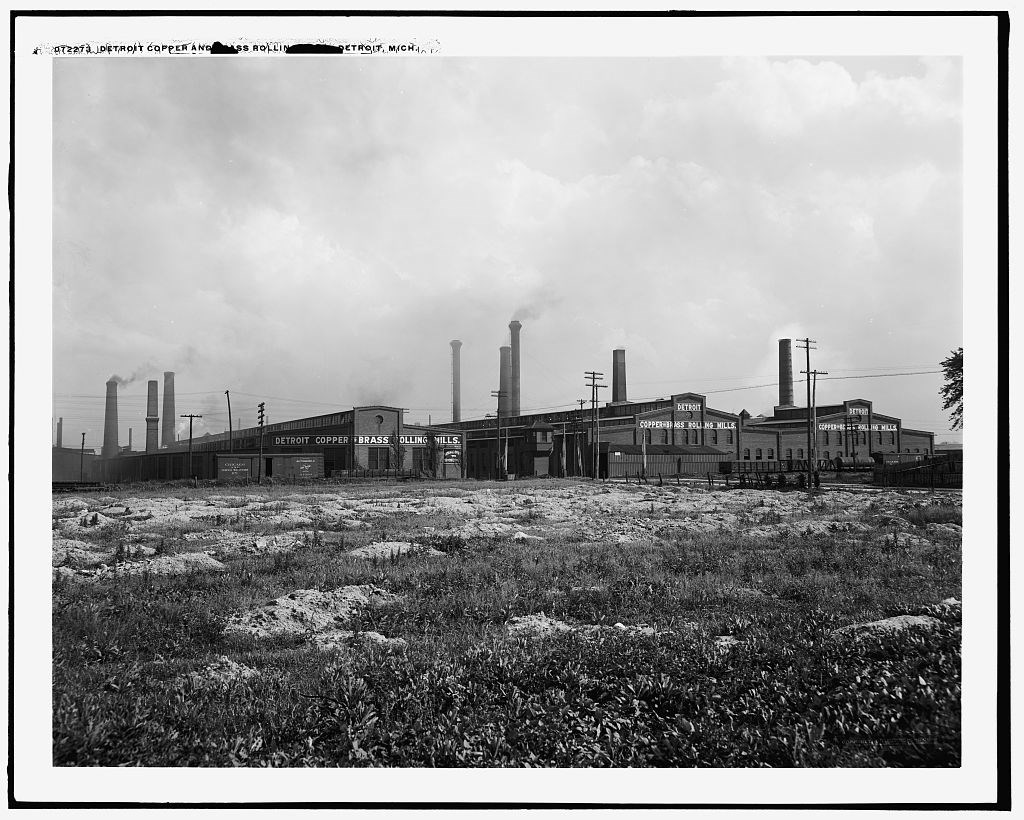 Industrial buildings in a field