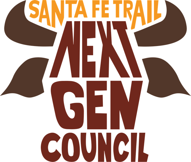 Words reading Santa Fe Trail NextGen Council in the shape of a bison head