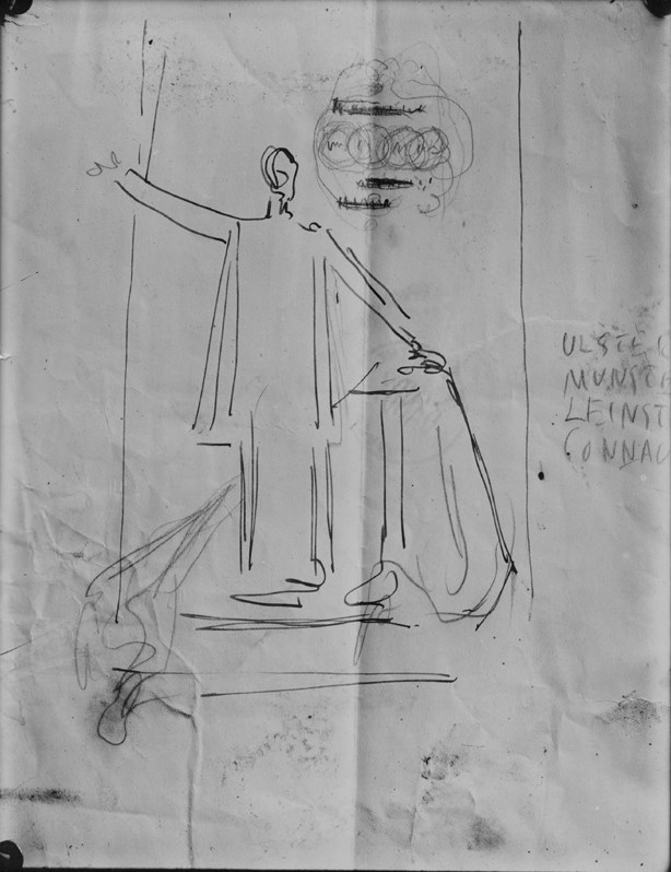 Architectural drawing of Charles S. Parnell Monument in Studio of Augustus Saint-Gaudens, Cornish, N.H, about 1905