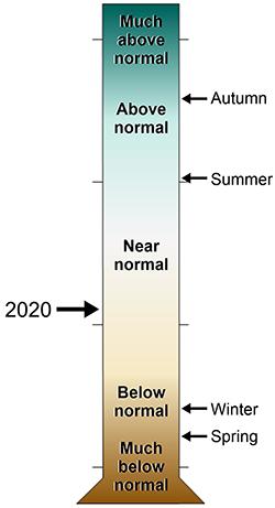 lt= graduated cylinder of levels of precipitation at SAHI in 2020