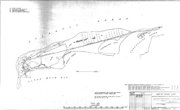 map of Sandy Hook showing boundaries of the Proving Ground in 1908