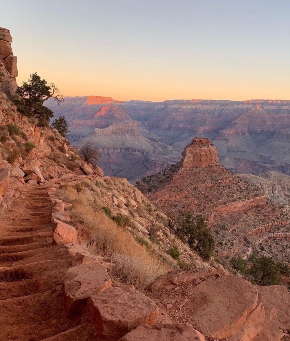 Early morning sunrise views from South Kaibab trail in March 2021. Photo courtesy of A. Brill