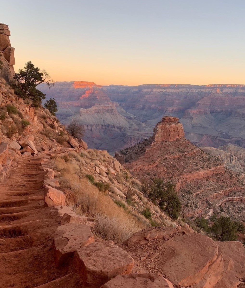 SK March 2021 sunrise_ABrill edit Early morning sunrise views from South Kaibab trail in March 2021. Photo courtesy of A. Brill