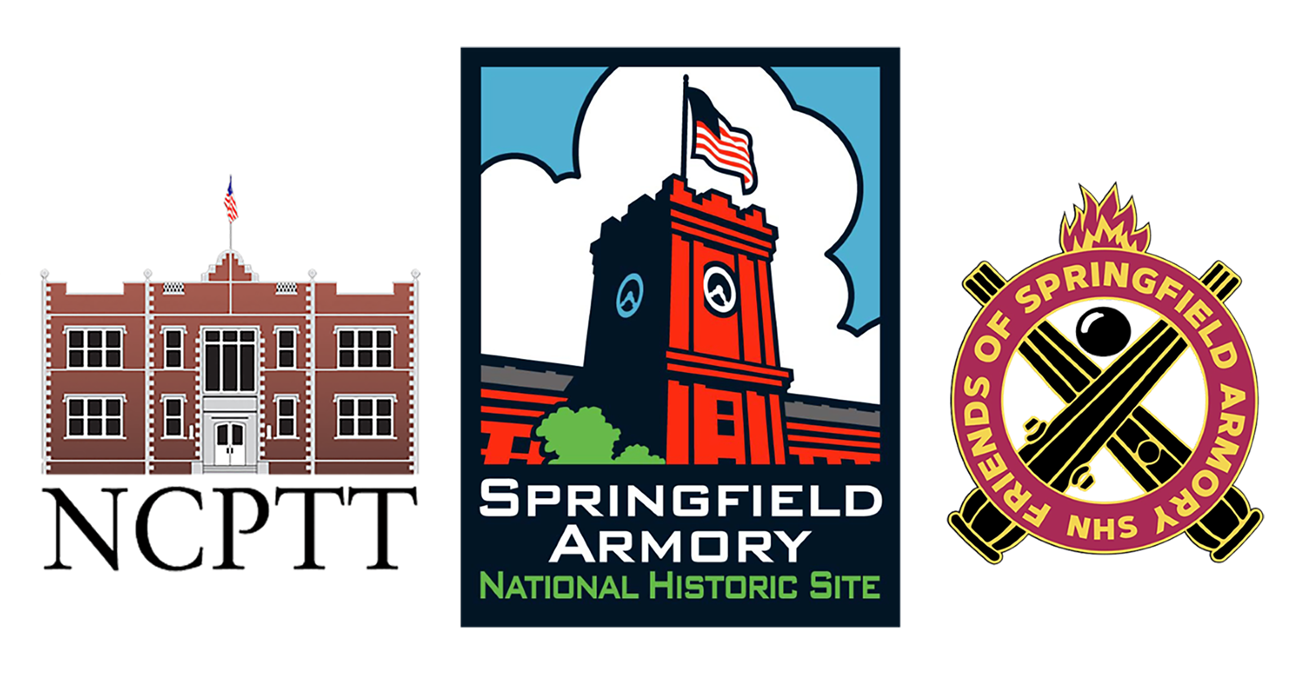 Sponsor logos Logos for the National Center for Preservation Technology and Traning, Springfield Armory National Historic Site, and Friends of Springfield Armory
