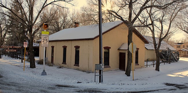 Saguache School and Jail Buildings exterior. Photo by Jeffrey Beall CC BY SA