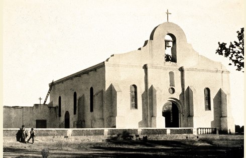 The San Elizario Chapel c. 1920-30, with its familiar rounded bell tower. Photographer unknown. Courtesy Skip Clark Collection The San Elizario Chapel c. 1920-30, with its familiar rounded bell tower. Photographer unknown. Courtesy Skip Clark Collection