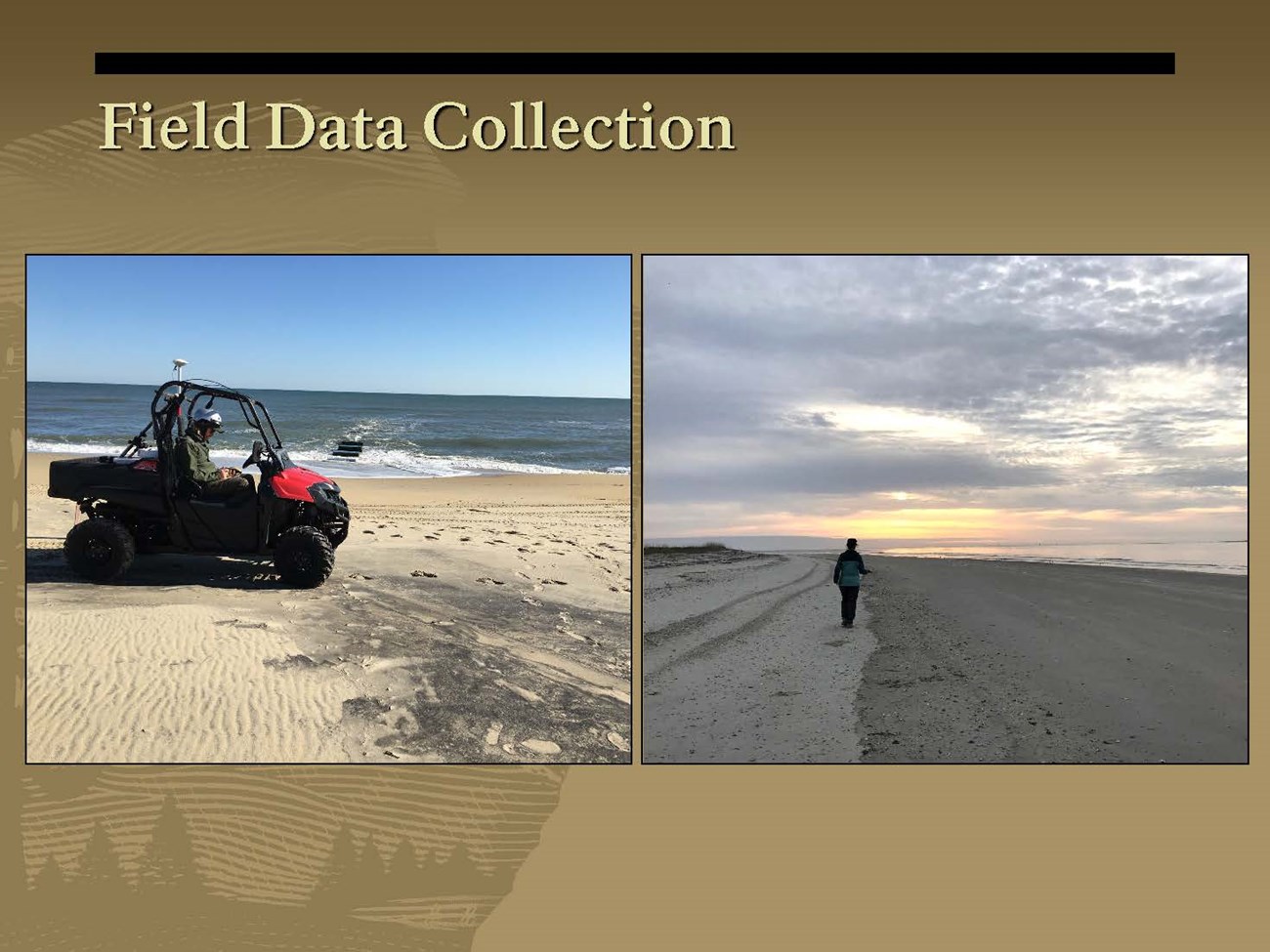 Scientists Training presentation - Schmidt Flynn_20220124_Page_06 photo of utv on a beach and a person walking on the beach