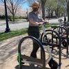 lt= Park ranger on a scooter