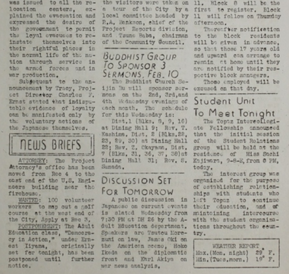 Screenshot of Topaz Times Vol 11, No. 33. (February 9, 1943)